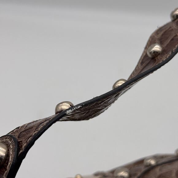 Guess Y2K Baguette Shoulder Bag Faux Patent Leather Croc Stud Purse Vintage - Picture 13 of 16